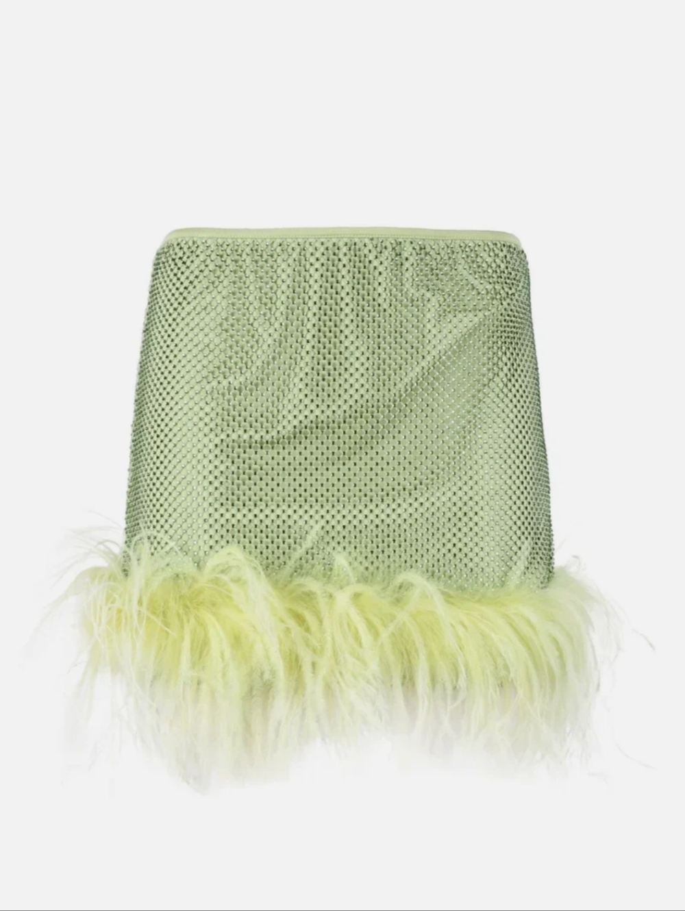 Patrizia Pepe Light Green Feather-Trim Mini Skirt